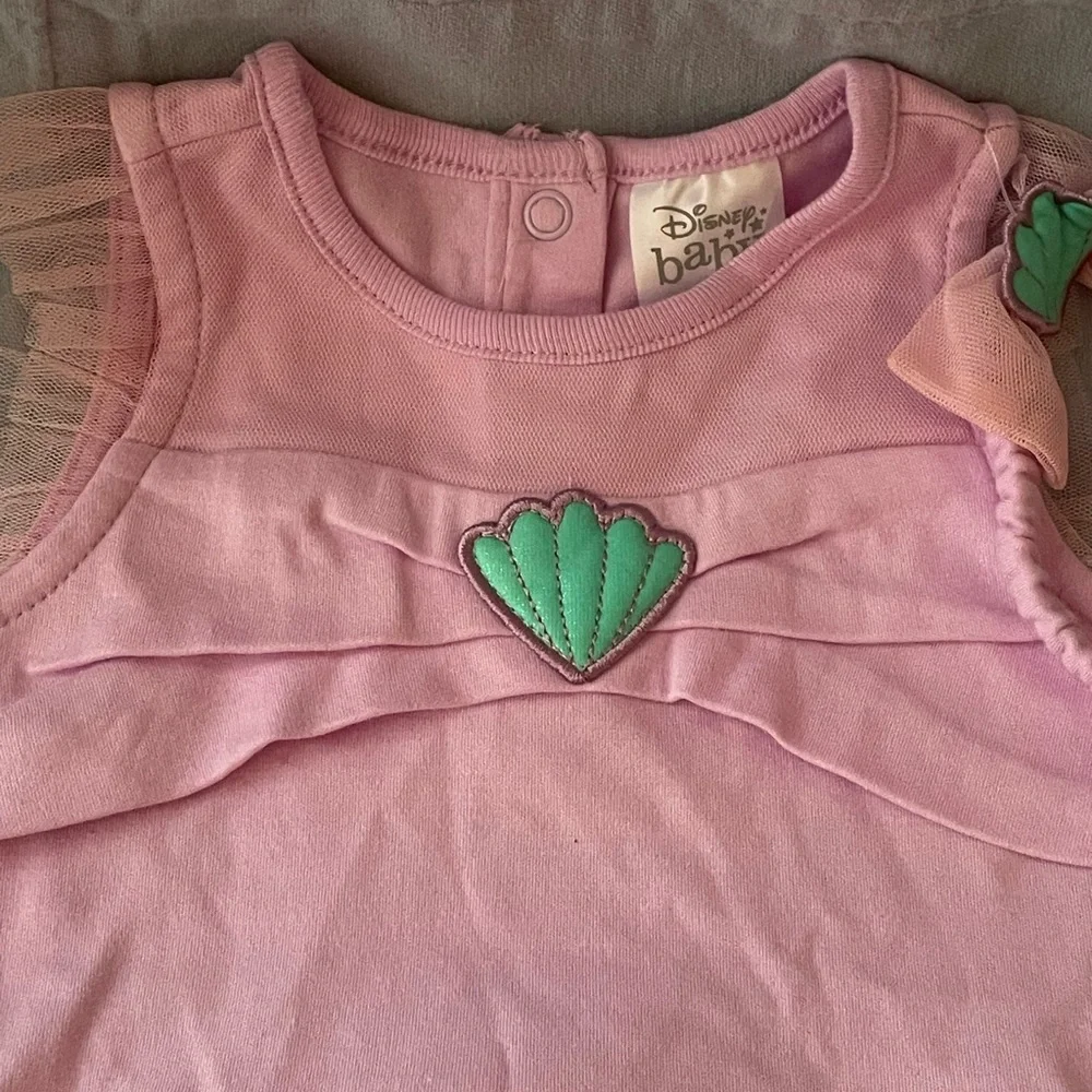 NEW Walt‎ Disney The Little Mermaid Ariel Baby Bodysuit Costume & Headband